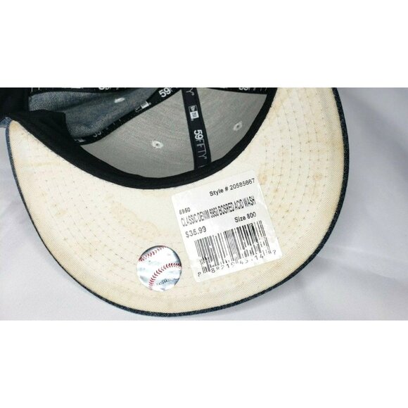 Genuine New Era 59Fifty Boston Red Sox Blue Denim B Hat – Fitted Cap with Wear - Picture 7 of 12